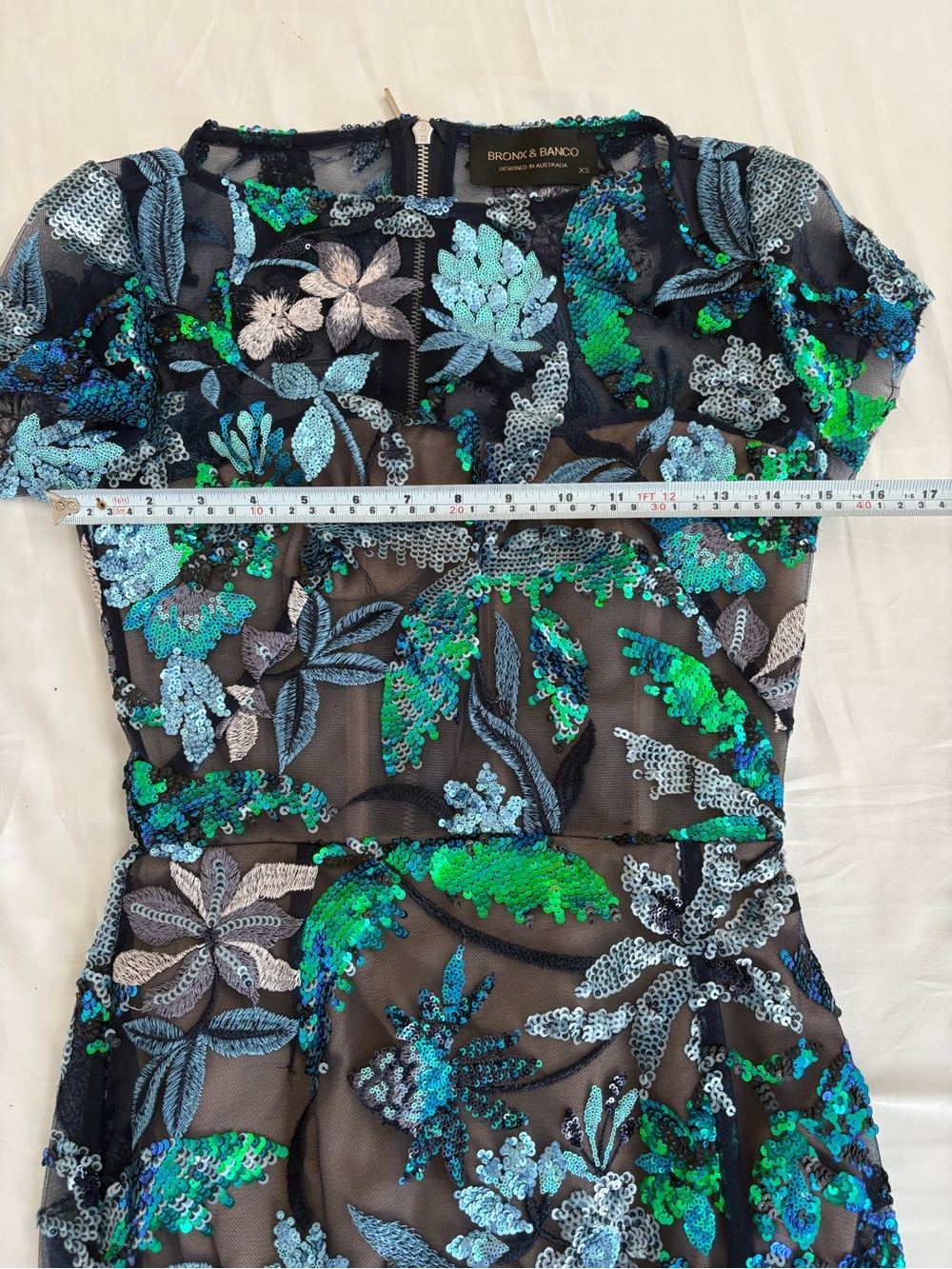 NWOT Bronx and Banco Zinna Navy Embroidered Gown XS - Picture 12 of 16